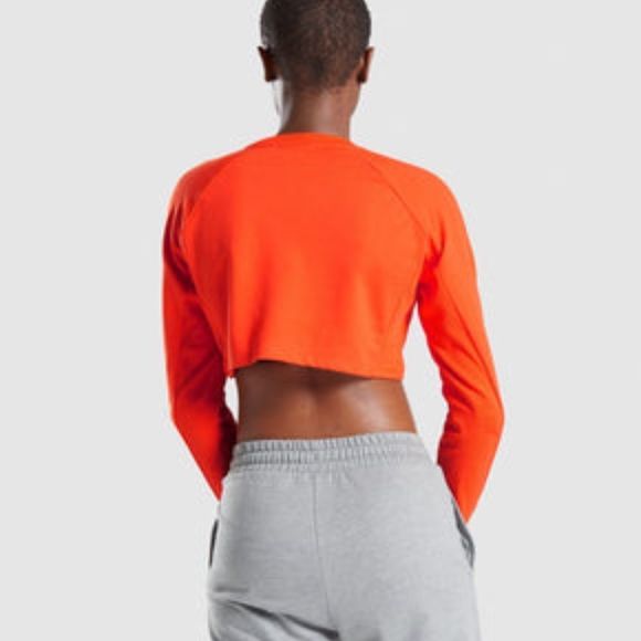 Gymshark Training Cropped Sweater Sweatshirt in Solar Orange Size Large - Picture 3 of 11